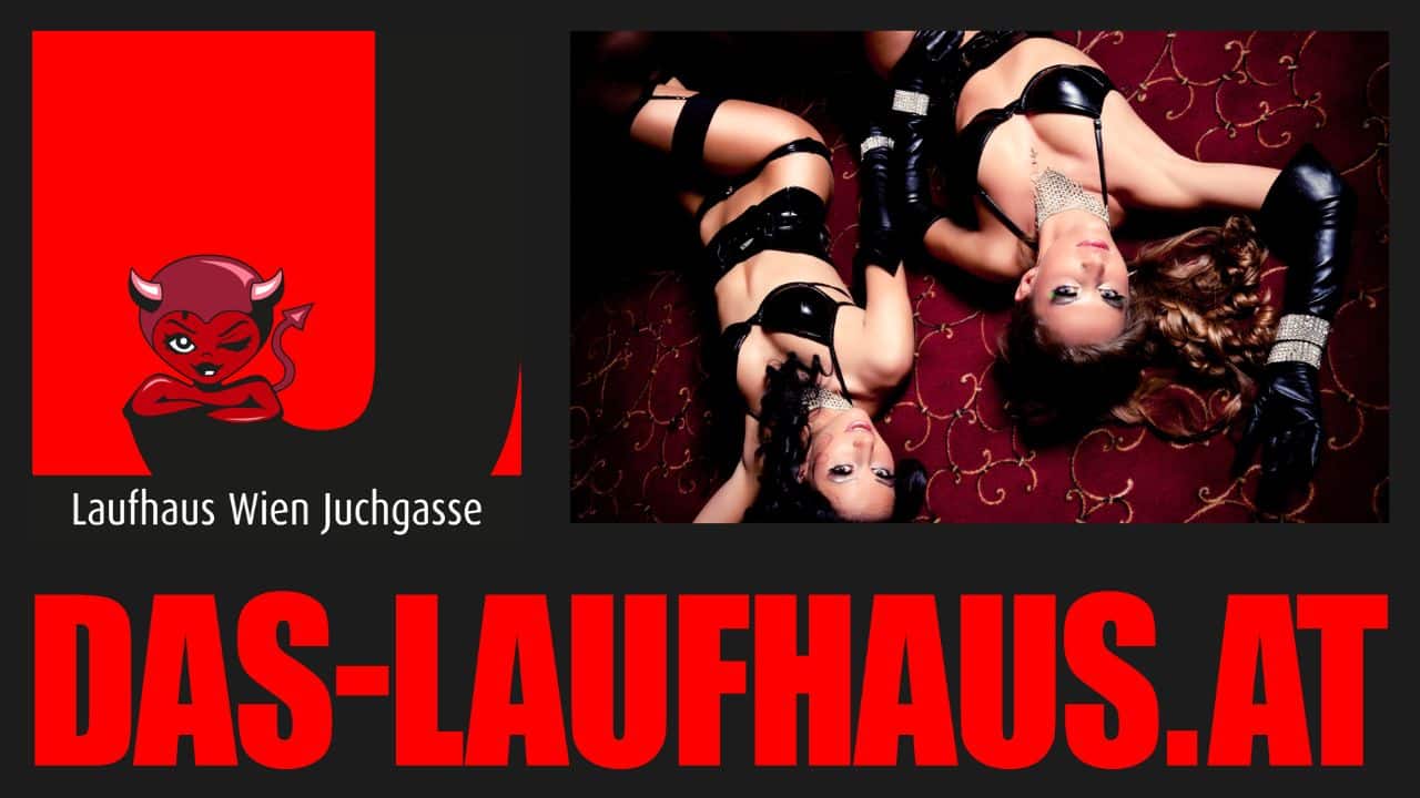 Werbung das Laufhaus Juchgasse in rotschwarzen Logofarben