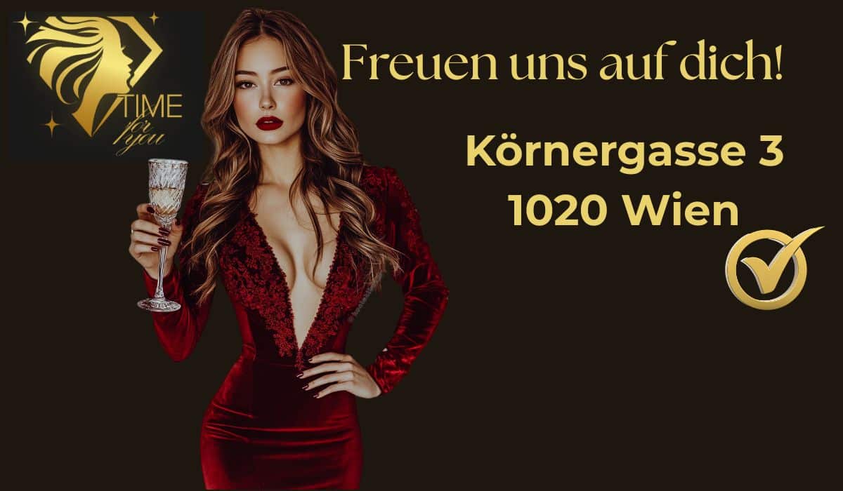 Dame in rotem kleid mit langen brunetten haaren prostet auf das neue studio in leopoldsdorf an